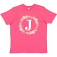 thumbnail image 3 of Inktastic Monogram Letter J Floral Rose Wreath Youth T-Shirt, 3 of 5
