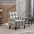 thumbnail image 3 of Aukfa Vintage Accent Chair Mid-Century Modern High Back Armchair for Living Room, Nailhead Trim, Antique Grey, 3 of 9