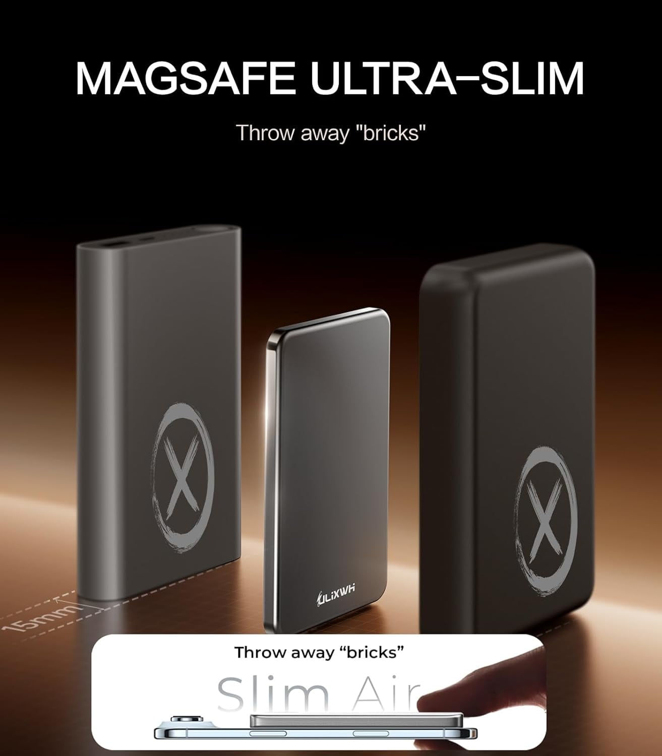 [0.3" Ultra Slim] [Alloy-Made] for Magsafe Portable Charger iPhone, 2025 Upgrade 5000mAh Fast Charging Magnetic Power Bank, Wireless Battery Pack iPhone 17 Air 16 15 Pro Max 14 13, Grey