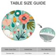 thumbnail image 6 of 44Inch Elastic Round Tablecover with Vintage Boho Floral, Fitted Stretch Cloth for 38"-42" Tables, Wrinkle Resistant, 6 of 7