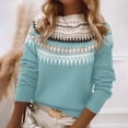 thumbnail image 2 of Edvintorg Women's Sweaters Crew Neck Long Sleeve Loose Casual Knit Pullover Top Plus Size Women Clothes S-3XL Blue, 2 of 7