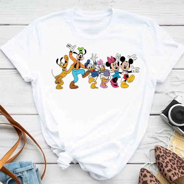 Camisetas Y2k de Mickey Mouse de Disney para mujer, camiseta de moda de dibujos animados, camisetas de manga corta para mujer, ropa Kawaii, camiseta de calle