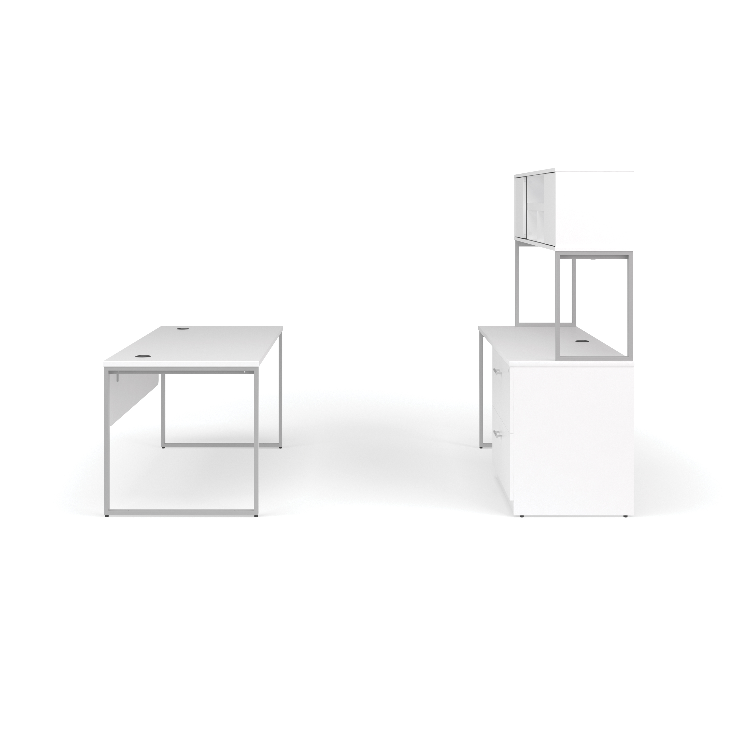 OFM Fulcrum Series Office Furniture Set, 72" Table Desk, 72" Credenza, Lateral Filing Cabinet, Hutch, Modesty Panel, in Espresso