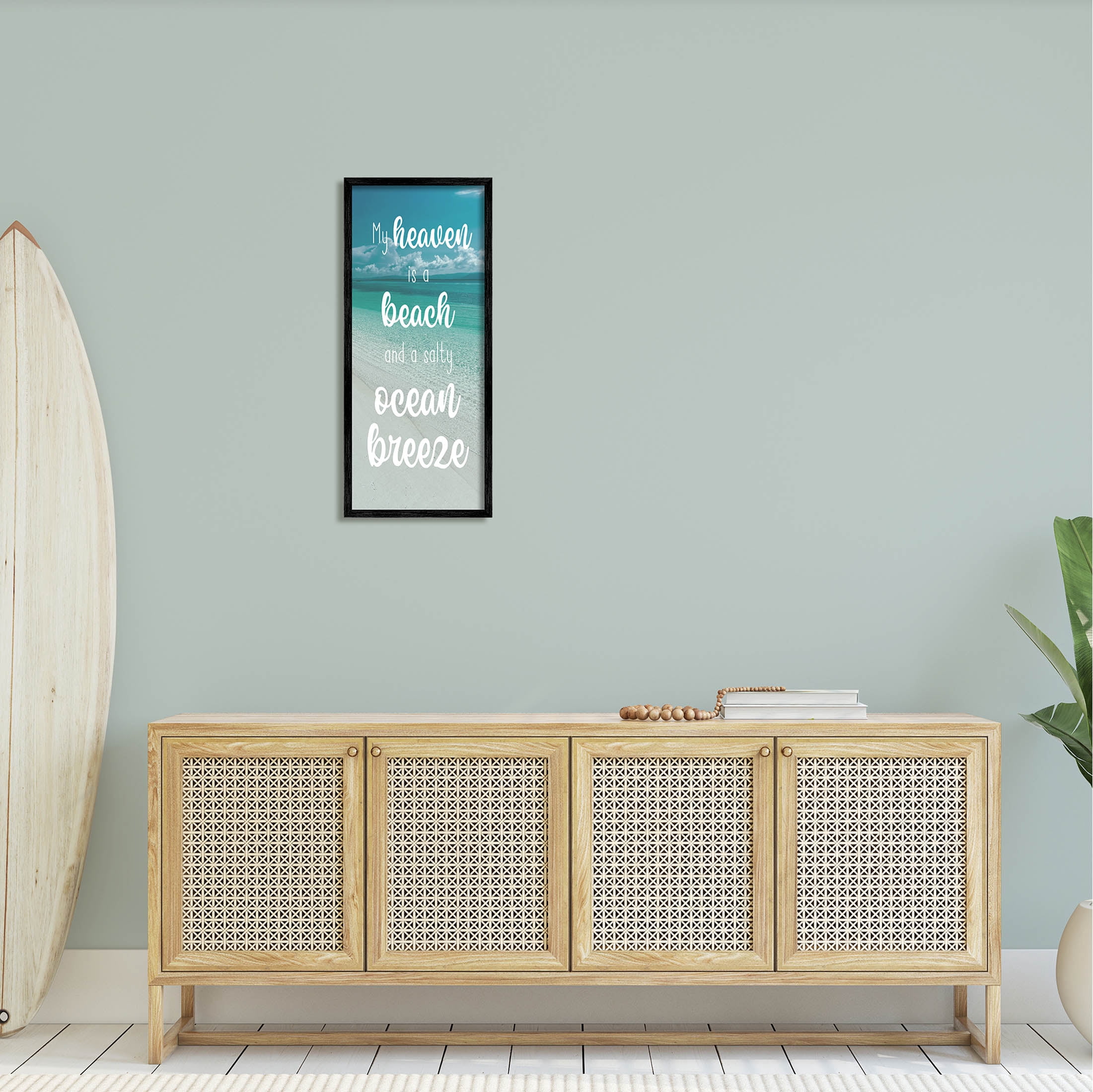 Stupell Industries Ocean Breeze Beach Lover Typography Graphic Art Black Framed Art Print Wall Art, Design by Marcus Prime