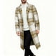 thumbnail image 5 of Kalauyu Men's Casual Notched Collar Plaid Single Breasted Wool Blend Formal Trench Top Coat, 5 of 7