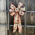 thumbnail image 2 of Rustic Linen Patriotic Wreath Bow - 10" Wide, 18" Long Tails, Red, White & Blue Stars, Memorial Day, Farmhouse, 4th of July, President's Day, 2 of 5
