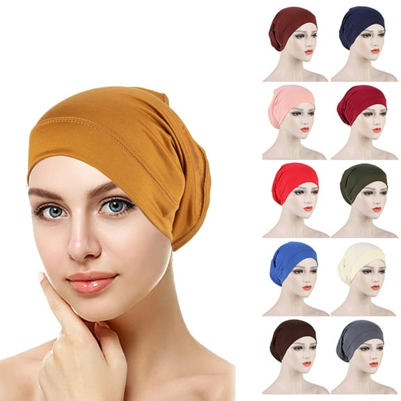 D-GROEE Smooth Breathable Turban Hats Soft Cotton Sleep Cap Stretchy Daily Wear Cap Headwear for Women