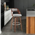 thumbnail image 6 of Armen Living Indoor Julius 30" Cream Faux Leather and Walnut Wood Bar Stool, 6 of 12