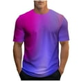 thumbnail image 3 of VBTAPA Mens Short Sleeve Gradient Print T-shirts Slim Fit Casual Workout Graphic Tees Summer Hipster Tops Blue L, 3 of 6
