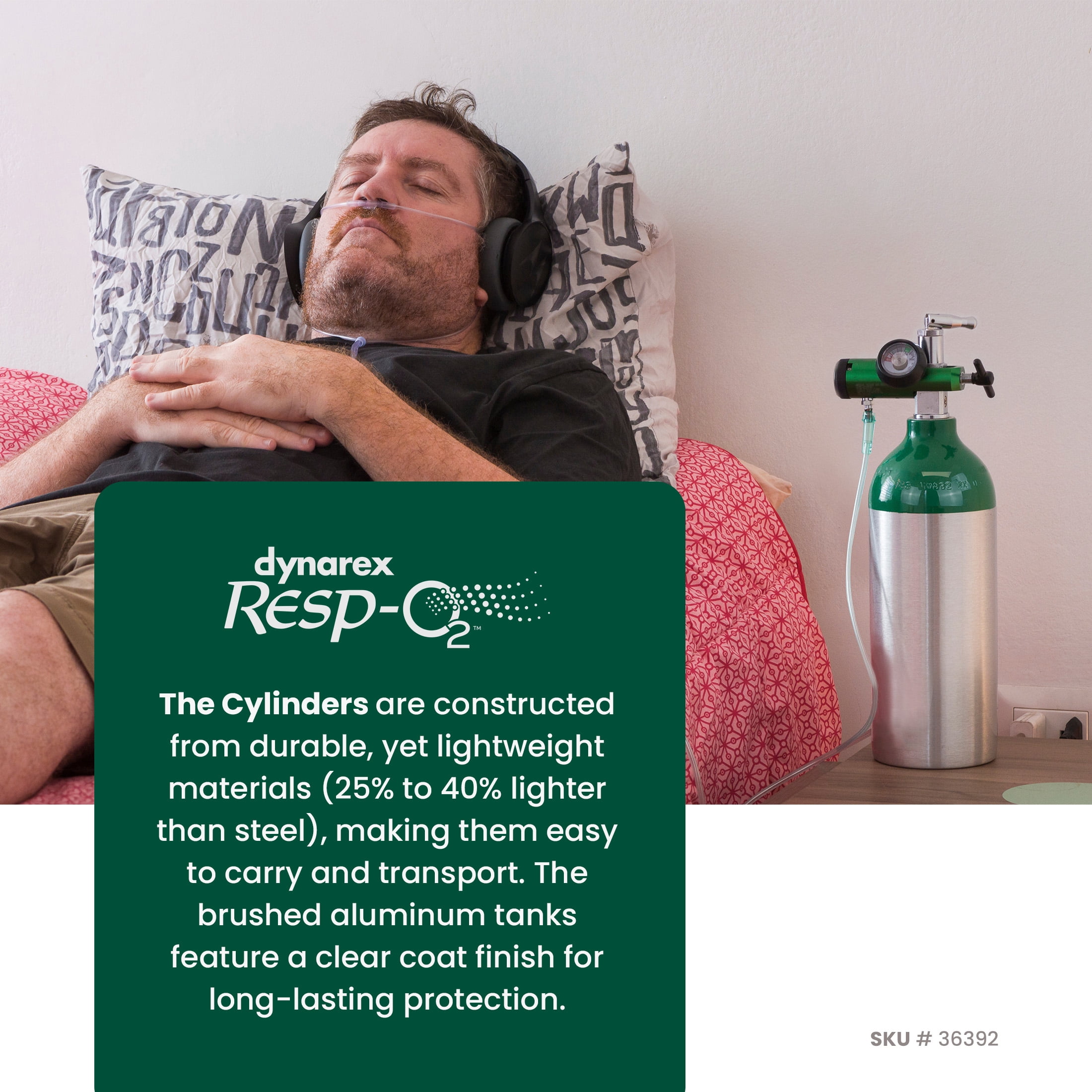 Dynarex Resp-O2 M9 Oxygen C -Cylinder with CGA 870 Post Valve – 1.7L Standard Size Oxygen Cylinder - Lightweight Aluminum Portable Tank with 255L Oxygen Capacity