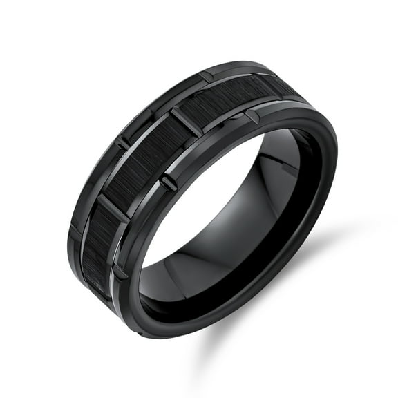 Bling Jewelry Mens Men's Titanium Wedding Band Mechanic Car Racer Tire Ring Matte Black Finish