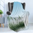thumbnail image 4 of Landscape Soft Flannel Fleece Blanket, Scenery of a Lake Bushes Grass with Reflection Floral Art Image Print, Cozy Plush for Indoor and Outdoor Use, 70" x 90", Pale Blue Jade Green, by Ambesonne, 4 of 5
