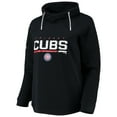 thumbnail image 2 of Women's Levelwear Black Chicago Cubs Vega Funnel Neck Raglan Pullover Sweatshirt, 2 of 3