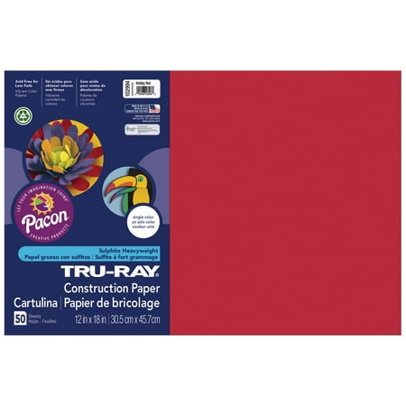 UPC: 0084001029949 | Tru-Ray Sulphite Construction Paper  12 x 18 Inches  Holiday Red  50 Sheets