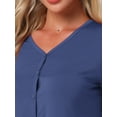 thumbnail image 5 of DARING DIVA Capri Pajamas Set Button Up Sleepwear V Neck 2 Piece Pjs L Navy, 5 of 7