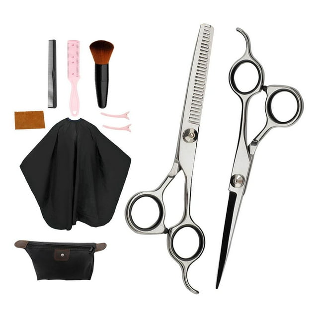 Set De Tijeras De Peluqueria shamjiam Tijeras De adelgazamiento negro