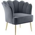 thumbnail image 1 of Meridian Furniture Jester Gray Velvet Accent Chair with Gold Iron Legs, 1 of 5