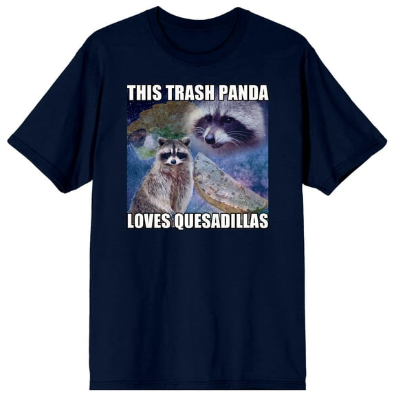 Screenshot Energy Meme Raccoon With Quesadillas In Space This Trash Panda Loves Quesadillas Navy Blue Graphic Tee-Medium