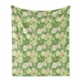 thumbnail image 1 of Rose Soft Flannel Fleece Throw Blanket, Abstract Pastel Colored Blossoms and Buds Romantic Spring Garden, Cozy Plush for Indoor and Outdoor Use, 50" x 60", Pistachio Green White, by Ambesonne, 1 of 6