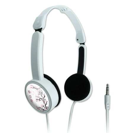 Cherry Headphone - Cherry Blossom Tree Pink Japanese Novelty Travel Portable On-Ear Foldable Headphones