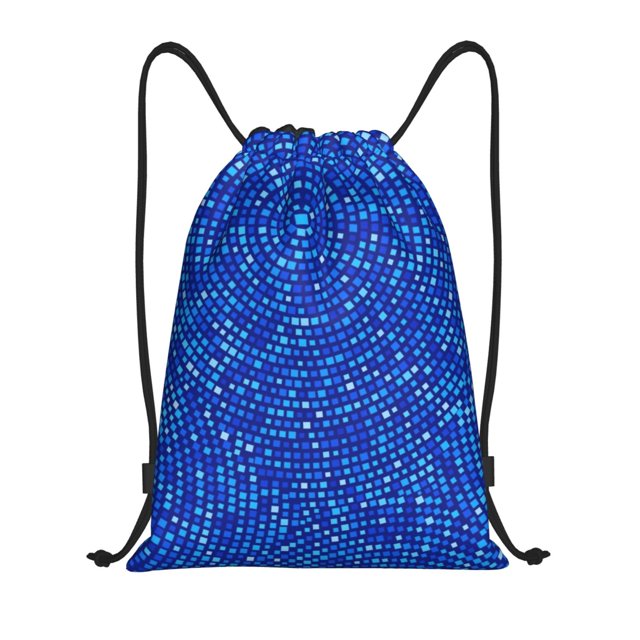 Fotbe Blue Circles Mosaic Bolsa Mochila con Cordón Estampada, Bolsa de Gimnasio Deportiva, Bolsa Cinch, Bolsa con Cordón para Hombres y Mujeres-Medium