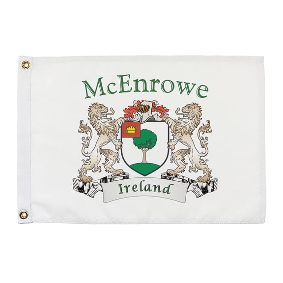 McEnrowe Irish Coat of Arms Small White Flag - 16"x10.5" inches