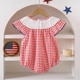 thumbnail image 4 of LIIPEE Girls Baby Bodysuits Independent Day Romper Casual Summer Plaid Printed US National Flag Embroidery Flying Sleeve Crew Neck Jumpsuit Kids 4th Of July Patriotic Cute One-Pieces,18-24 Months, 4 of 7