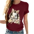 thumbnail image 3 of Tops de Cuello Alto para las Mujeres Amante Impreso Camiseta Cuello Redondo Manga Corta, Poliéster Spandex, 3 of 7