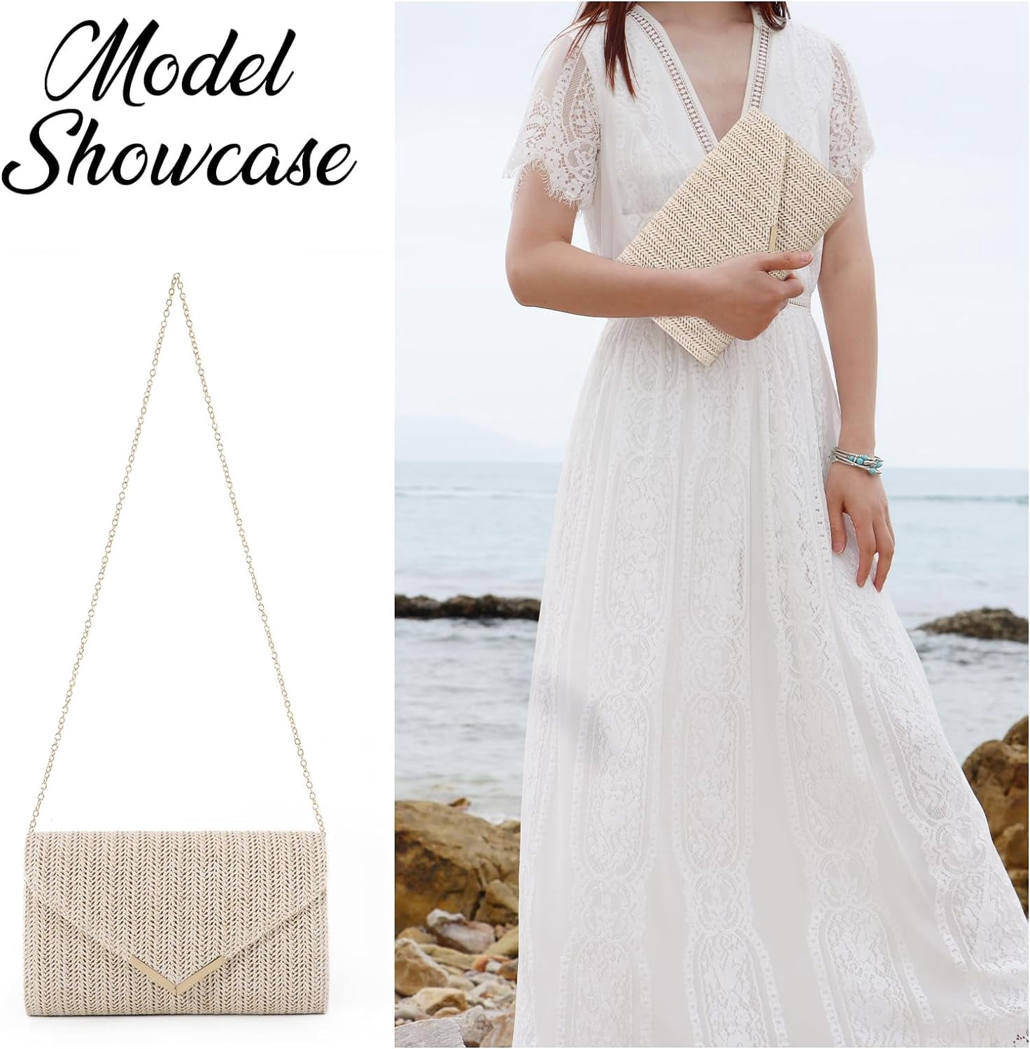 Straw Clutch Rattan Woven Summer Evening Woven Bag Beach Handbag
