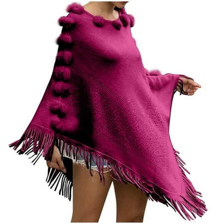 

Women s Fashion Autumn And Winter WarmShawl Solid Color Cloak Large KnittingLoose Coat short cape poncho cape poncho