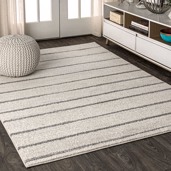 JONATHAN Y MOROCCAN HYPE 3 x 5 Area Rug, Williamsburg Minimalist Stripe - Cream/Gray, MOH201A-3