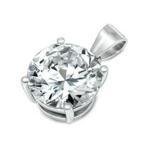 Solitaire Elegant Circle Pendant Clear Cubic Zirconia .925 Sterling Silver Charm Jewelry Female
