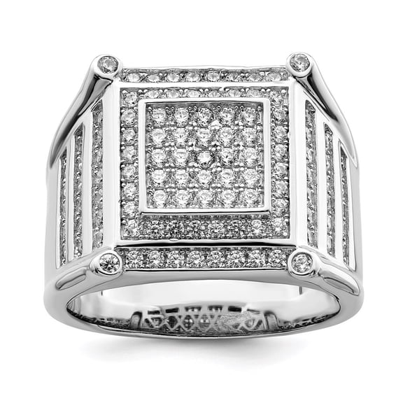 Diamond2Deal 925 Sterling Silver Cubic Zirconia Men's Ring Size 10