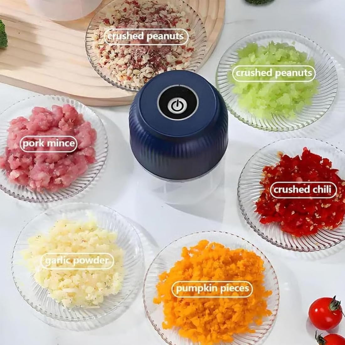 Household Electric Garlic Crusher, 350ML Portable Cordless Electric Garlic Chopper, Rechargeable Food Processor, Vegetable Chopper Blenderfor Ginger Chili Onion Fruit Meat (White*1)