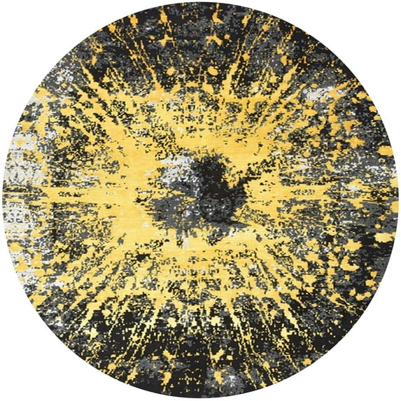 Ahgly Company Machine Washable Indoor Round Industrial Modern Burgundy Brown Area Rugs, 8' Round