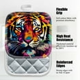 thumbnail image 3 of 4 Pack Pot Holders,Kitchen Essential, Potholder Set,Colorful Tiger Head With Splashing Ink Background, 3 of 6