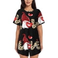 thumbnail image 1 of Fotbe Love Gnomes Conjunto de Pijama Estampado para Mujer, 2 Piezas, Ropa de Dormir con Camiseta de Manga Corta y Shorts Suaves-Large, 1 of 6
