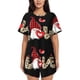 thumbnail image 1 of Fotbe Love Gnomes Conjunto de Pijama Estampado para Mujer, 2 Piezas, Ropa de Dormir con Camiseta de Manga Corta y Shorts Suaves-Medium, 1 of 6