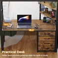 thumbnail image 4 of Twin Over Full Bunk Bed with Desk & Charging Station & LED Lights,Bunk Beds Twin Over Full Size Loft Bed with 4 Storage Drawers & Shelves, with Safety Guardrail & Ladder,Brown, 4 of 8