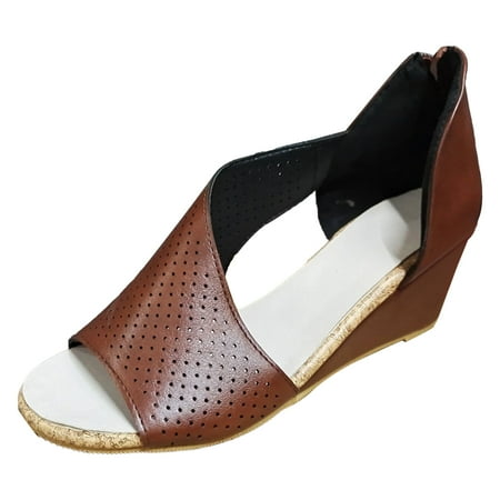 

PEASKJP Platform Sandals Women Wide Sandals for Women Sandals for Women Rope Sandals for Beach Walk Poolside and Dressy Occasions (Brown 7)
