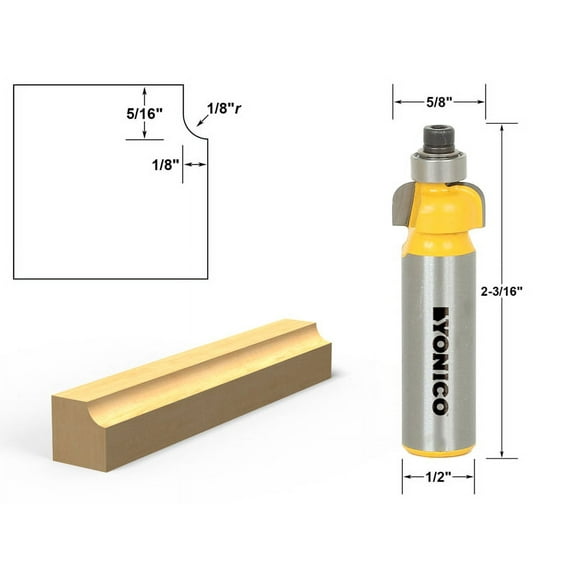 Yonico 1/8" Radius Cove Edge Forming Router Bit - 1/2" Shank - 13151