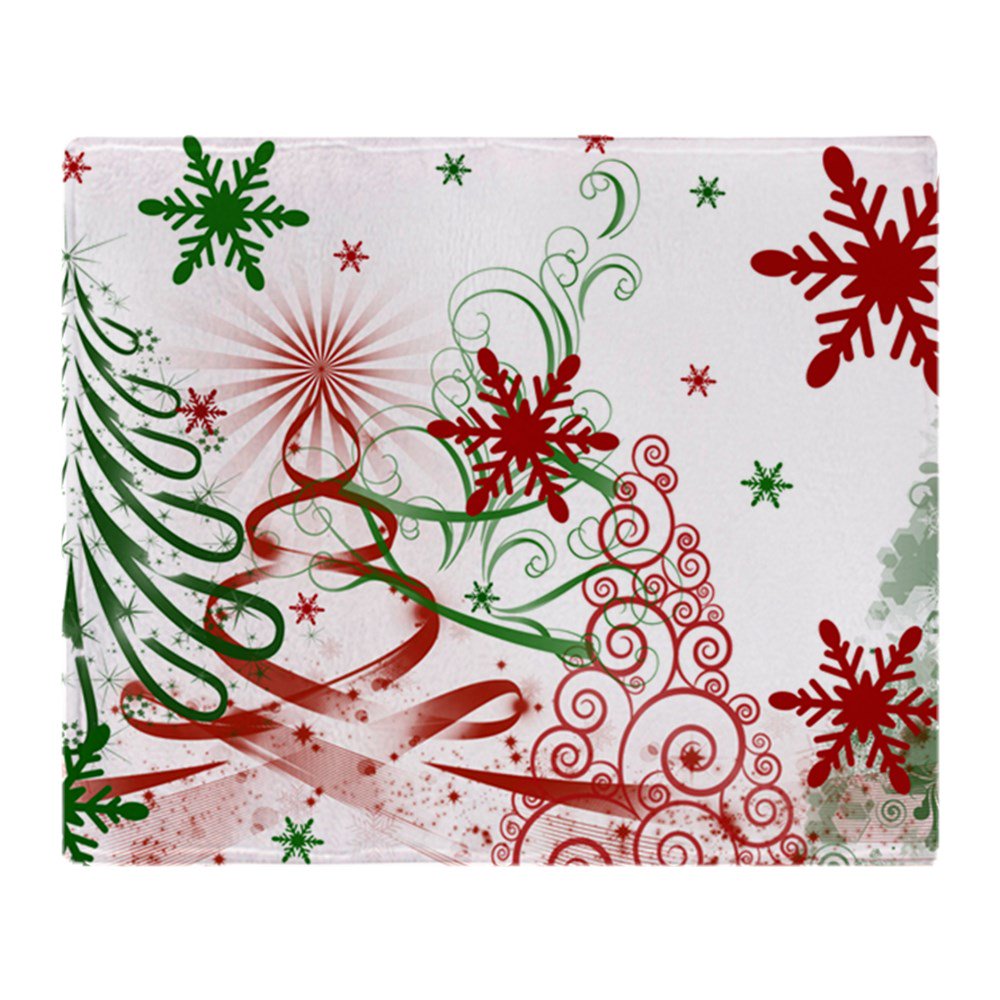 CafePress Abstract Green And Red Christmas Tre Soft Fleece Throw