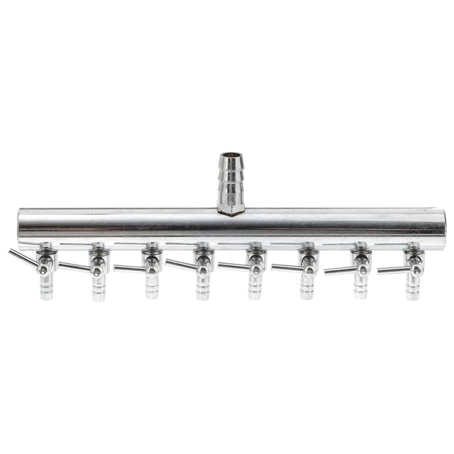 8 Ways 8 to 4MM Aquarium Outlet Inline Air Pump Flow Lever Control Manifold Splitter Switch Tap Oxygen Tube Distributor Silver