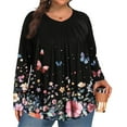 thumbnail image 2 of LNZGNM Womens Plus Size Tops Dressy Casual Flowy Tunics Long Sleeve V-Neck Floral Print Blouses Fall Trendy Tunics Pink 2XL, 2 of 5