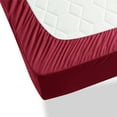 thumbnail image 3 of Virtu Bed Sheets Set, Deep Pocket Rayon Derived Bamboo Blend Cooling Twin Sheets sets, Burgundy Red, 3 of 7