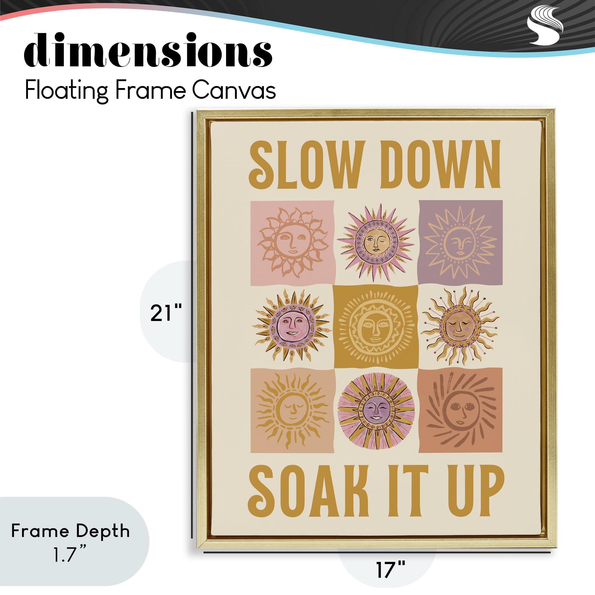 Stupell Industries Slow Down Soak It Up Gold Framed Floater Canvas Wall Art, design by Two If By Sea Studios