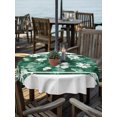 thumbnail image 3 of Outdoor Tablecloth with Umbrella Hole Zipper Green Flowers Round Tablecloth 60" Waterproof Outside Table Cloth Spring Floral Watercolor Botanical Patio Table Cover Tablecloths for Picnic Party, 3 of 8