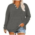 thumbnail image 2 of Fnooota Women's Sweatshirt, V Neck Long Sleeve Plus Size Loose Casual Knitted Gray ,4XL, 2 of 5