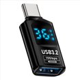 thumbnail image 3 of 2 Adaptador USB 3.2 con Pantalla LED Digital, 10 Gbps, 36-60 W, Medidor de Potencia, Probador, Chip Inteligente, Transmisión de Datos, Extensión USB C A, 3 of 6