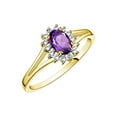 thumbnail image 6 of RYLOS Rings for Women 14K Gold Plated Silver Halo of Diamond Birthstone Ring 6X4MM Gemstone February Amethyst Jewelry for Women  Size 5, 6 of 7